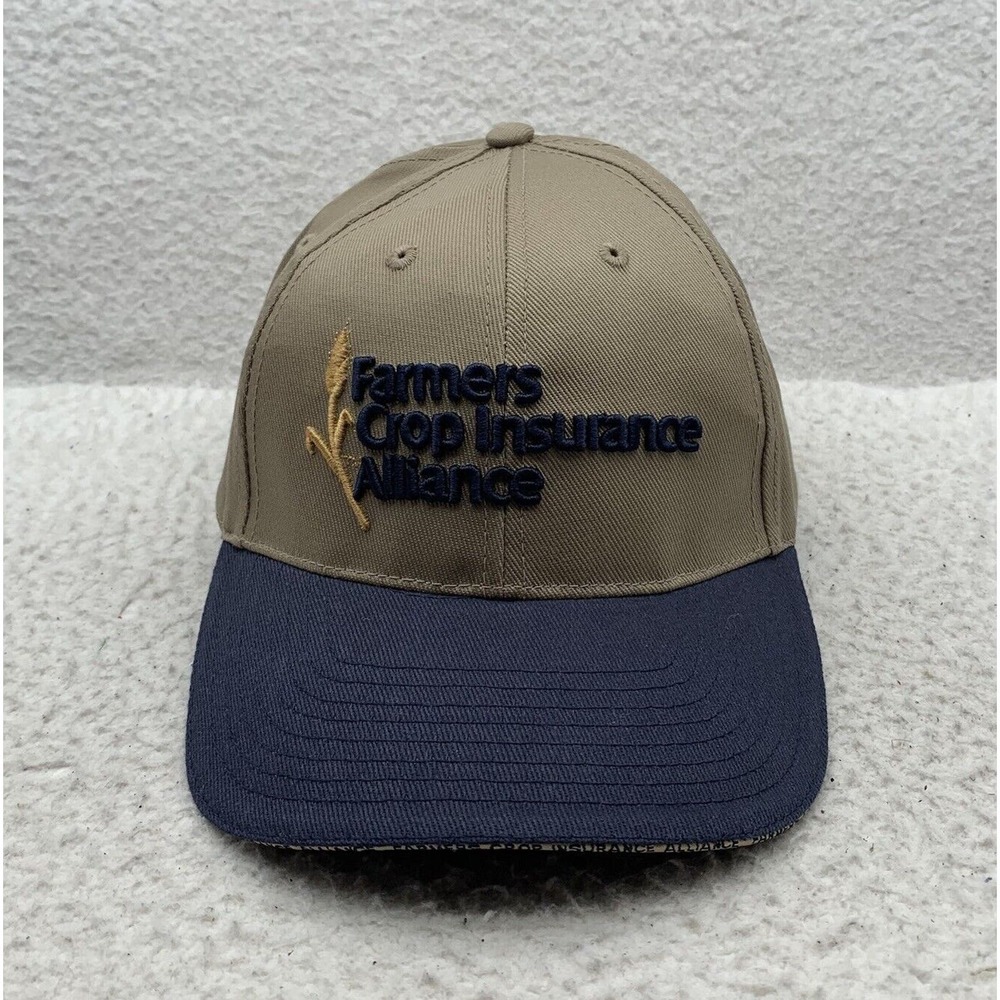 Farmers Crop Insurance Alliance Baseball Hat Dad Cap Hook Loop Blue Advertising